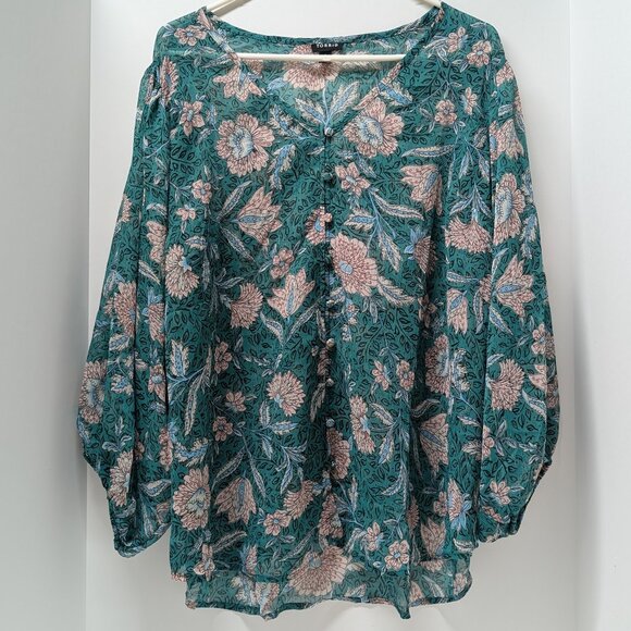 Torrid Chiffon Lurex Button-Up Blouse in Green - NWOT - Picture 3 of 16